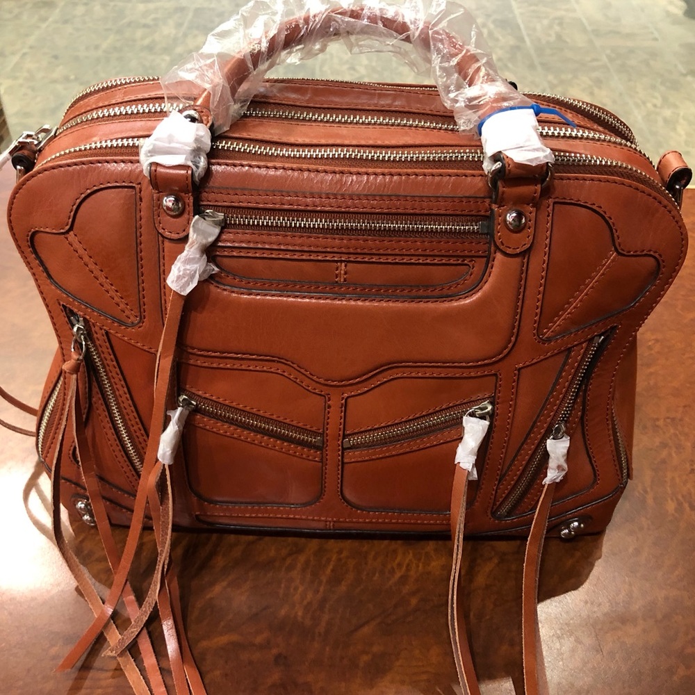 REBECCA MINKOFF TRIZIP JEALOUS LEATHER SATCHEL